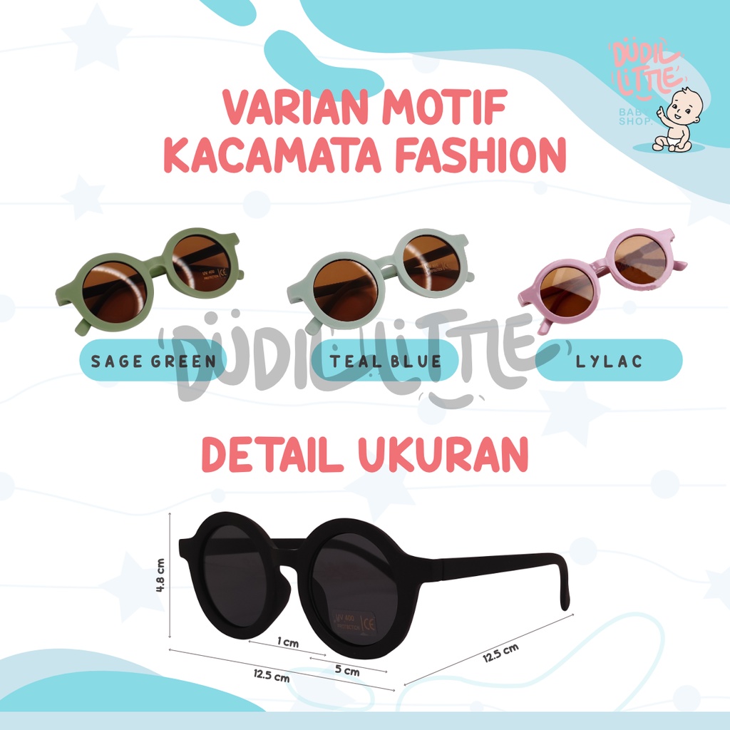 Kacamata Fashion Anak Anti UV 1 - 8 Tahun Original Hitam Bulat Trend 2021 High Quality