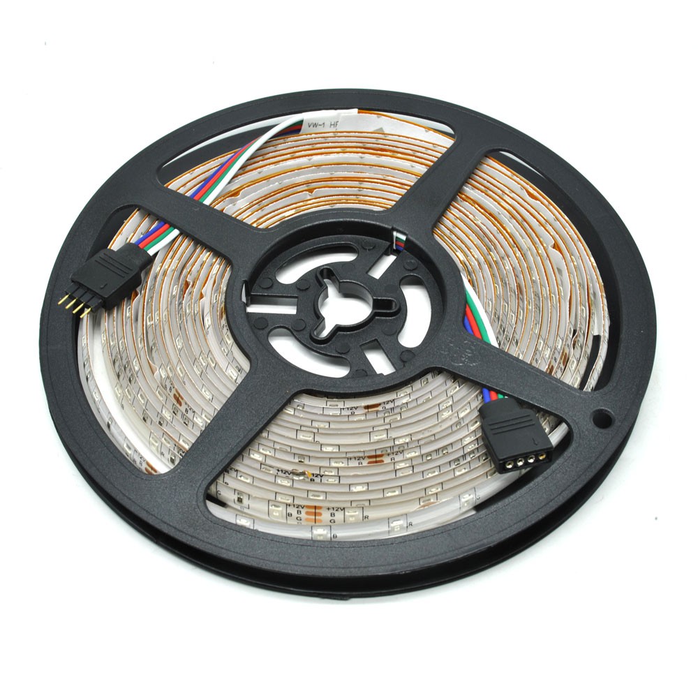 RGB LED Strip 3528 300 LED 5 Meter with 12V 2A Light Controller &amp; Remote Control - OMLL39BK Black