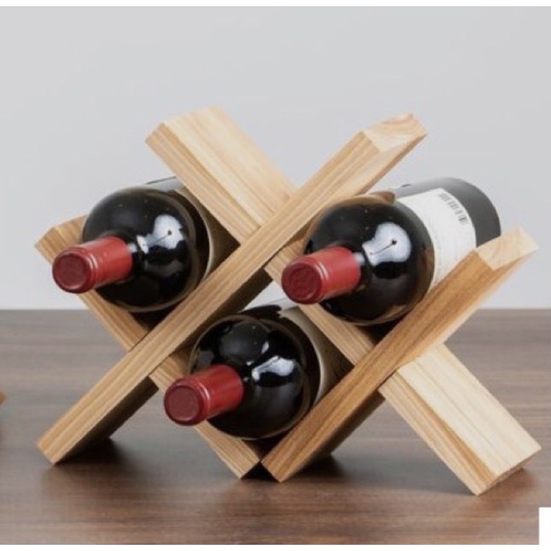 Nanhayu Rainee - Rak Wine, Rak Minuman Hiasan Meja Kapasitas 4 Botol