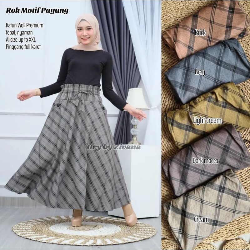 rok payung kotak / rok kotak kotak panjang / rok kotak / rok kotak terbaru