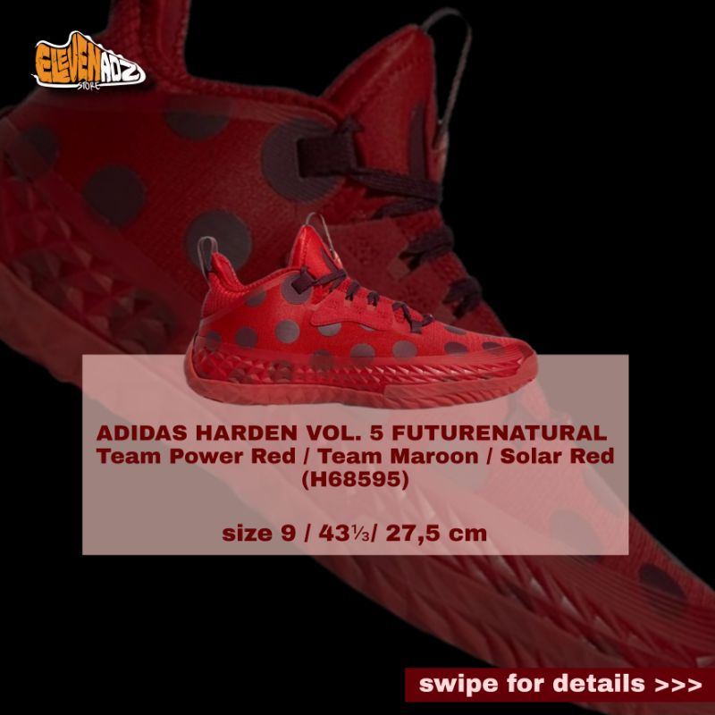 Sepatu Adidas Harden Vol. 5 Futurenatural Team Power Red / Team Maroon / Solar Red Original (H68595)