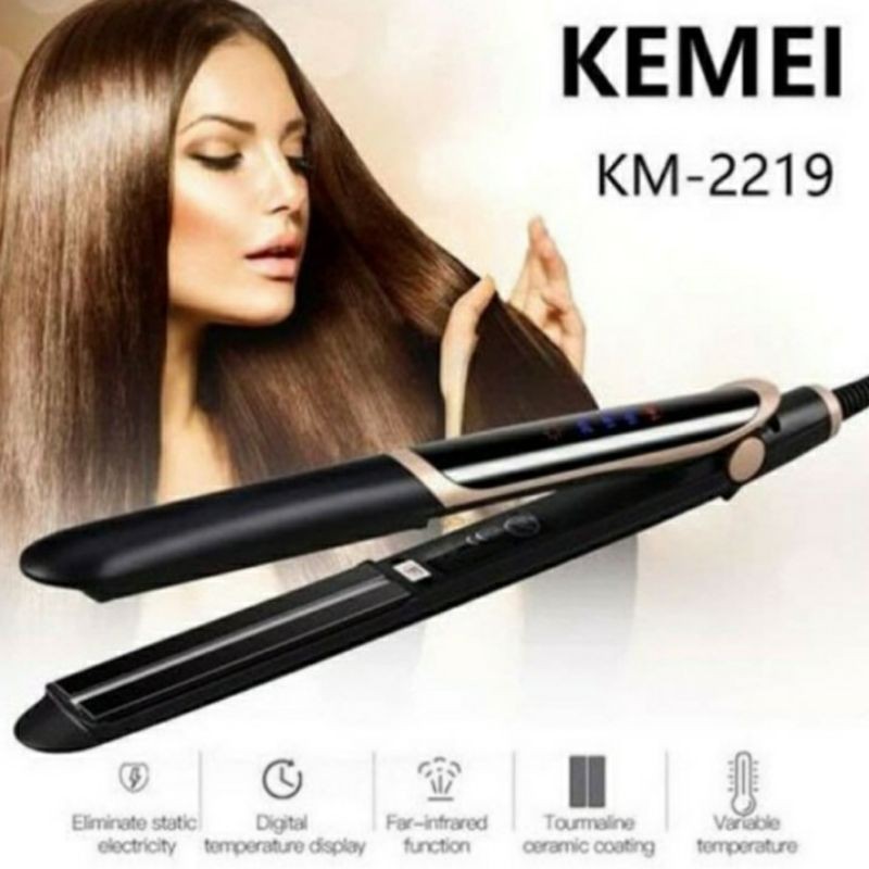 KEMEI 2219| CATOKAN RAMBUT 2in1 lurus curly keriting Original