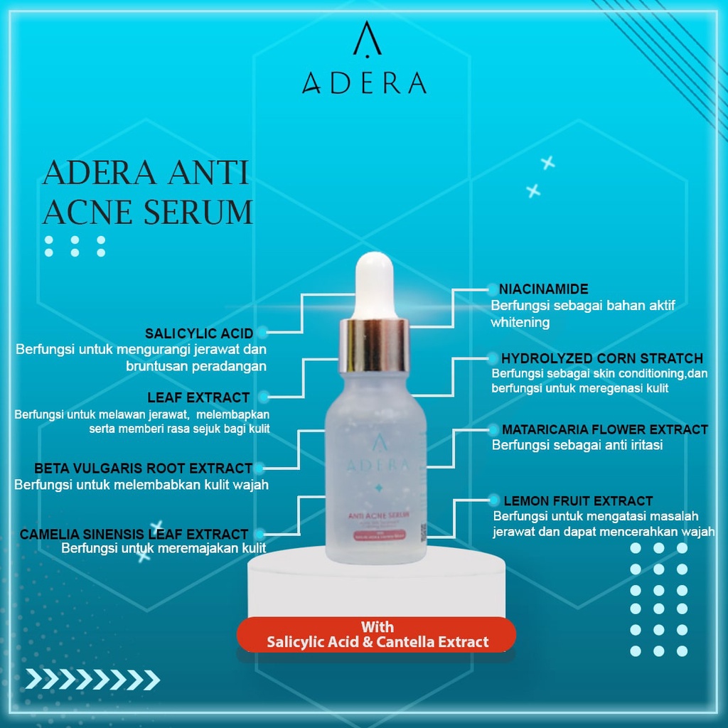 Adera Face Serum Wajah Original Glowing Putih Bersih Bebas Jerawat Kusam Flek Bintik Hitam ORIGINAL 100% sudah BPOM-2