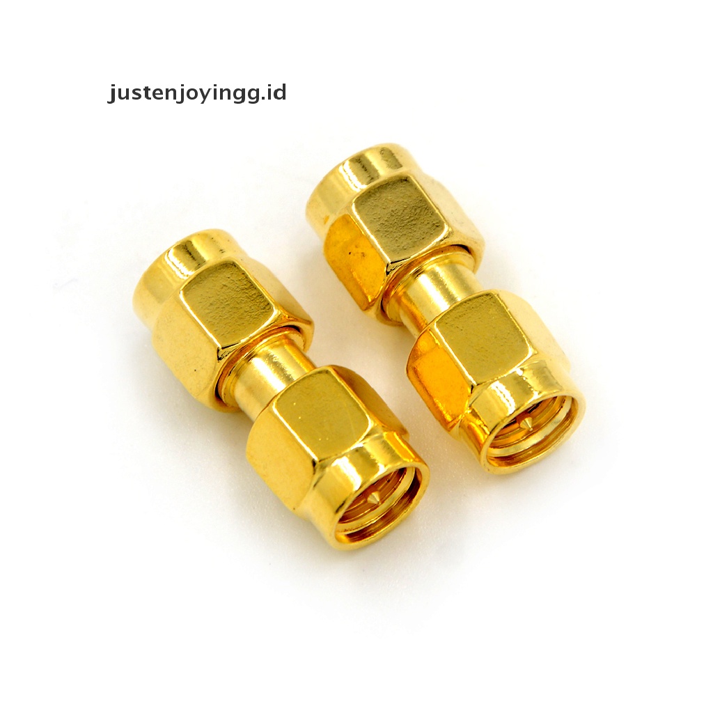 // justenjoyingg.id // 2Pcs SMA Male to SMA Male Plug in series RF Coaxial Adapter Connector ~