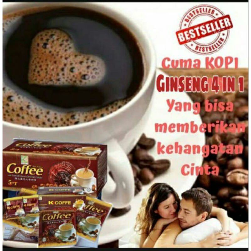 

K-Coffe 4in1 Minuman serbuk Kopi Gingseng untuk Menambah Stamina Halal dan Bpom