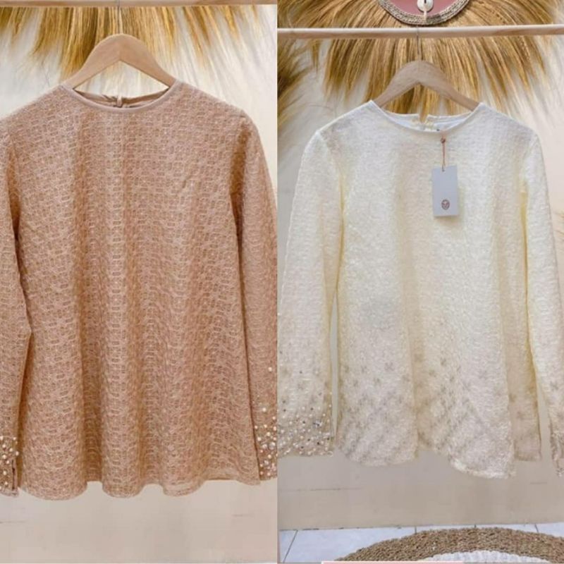 ANASYA TOP BY RIA MIRANDA BROKEN WHITE DAN SALEM SIZE L
