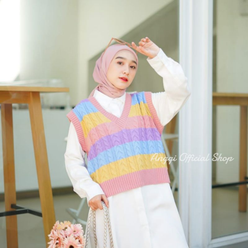 ANGGI Shena Vest Wanita | Vest Rajut | Rompi Rajut Wanita | Rompi Wanita | Vest |Baju Anak Perempuan