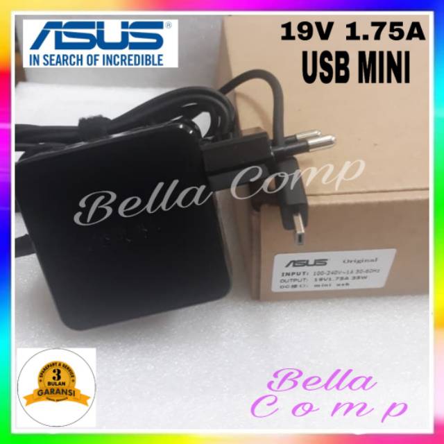 Adaptor Charger Asus VivoBook E203 E203N E203NA E203NAH E203-NAH  Output 19V 1.75A Konektor USB Ori