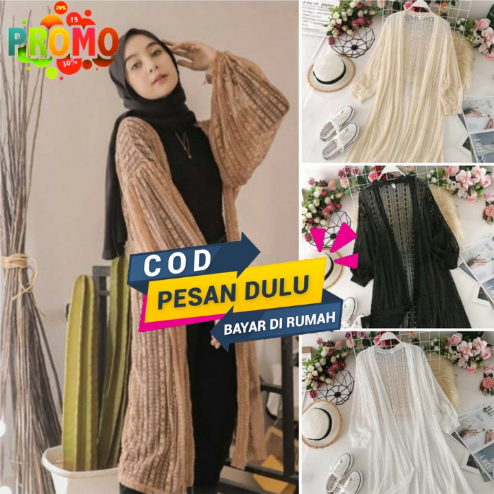 LONG OUTER CARDIGAN BROKAT / CARDIGAN BRUKAT LENGAN PANJANG BALON