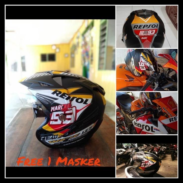 Helmet Double Visor Helem Repsol Hitam Setara Kyt Ink Gm Wto Nhk