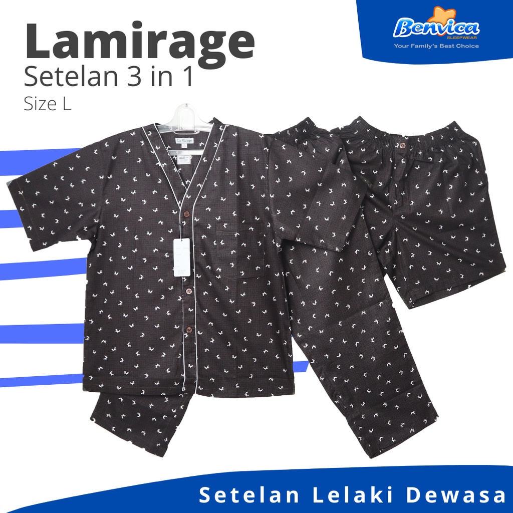 BAJU TIDUR PIYAMA LAKI-LAKI DEWASA KATUN L LA MIRAGE