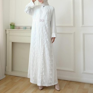 MCH 452 AGNES Gamis Putih Wanita Gamis Brukat Baju  Muslim  