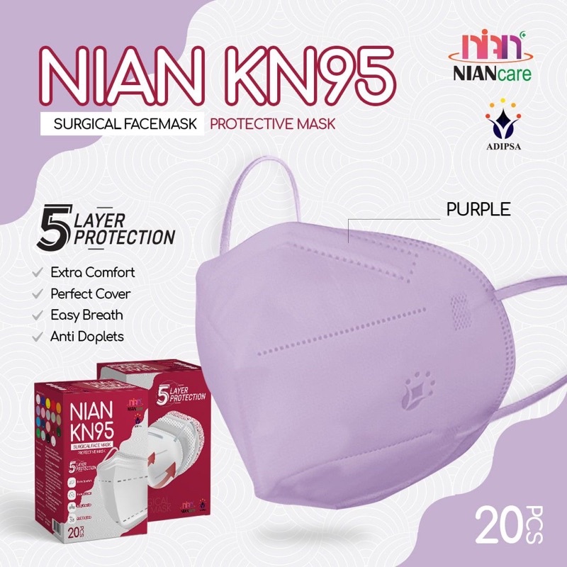 Masker KN95 warna ungu/ Surgical Mask Purple
