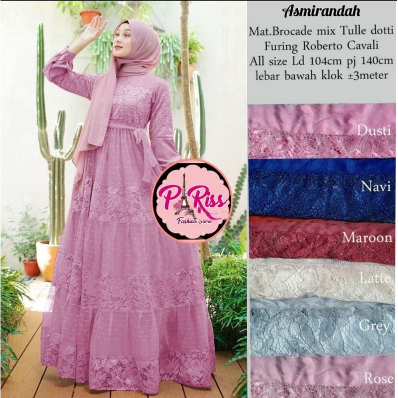 gamis asmirandah brokat premium ld 104
