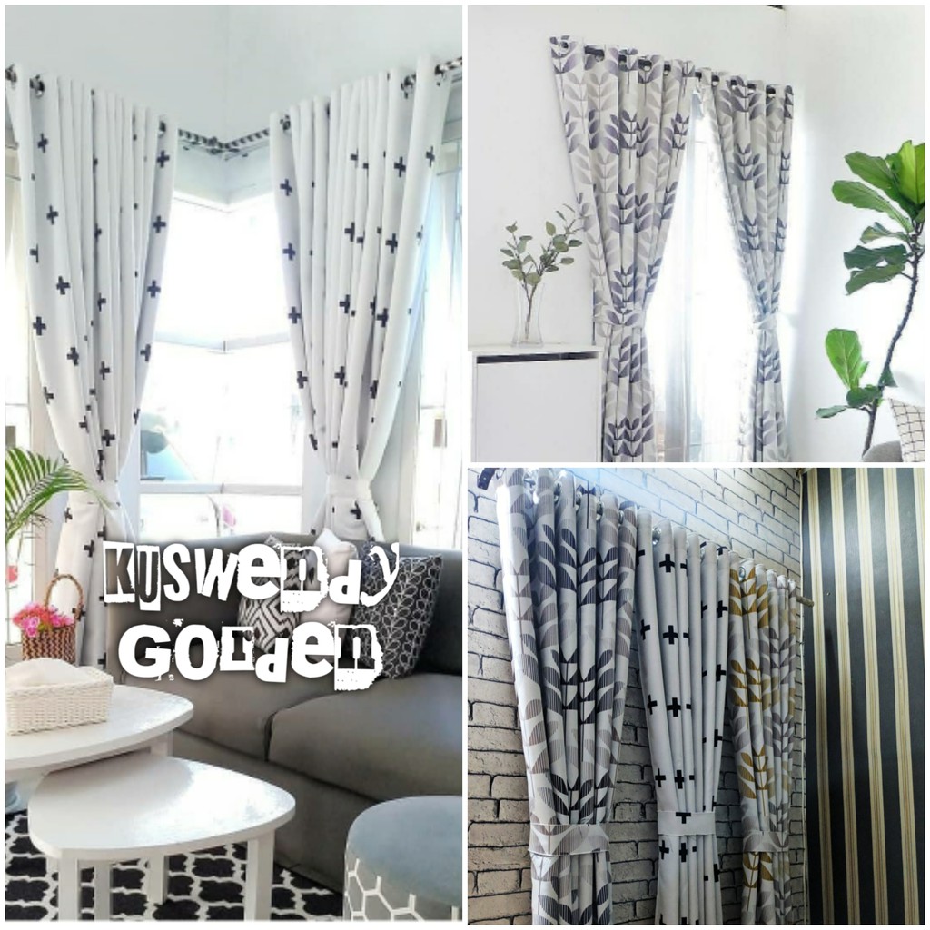 Gorden Blackout Motif 150 x 250 cm Tinggi 2.5 meter Hordeng Jendela Pintu Tirai Minimalis