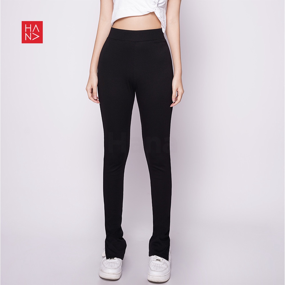 HanaFashion JKT - Miley Slit Long Pants Celana Panjang Wanita Highwaist - LP129