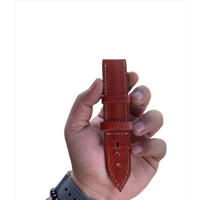 Strap Tali Jam Tangan Kulit Sapi Asli Oren Langka Motif