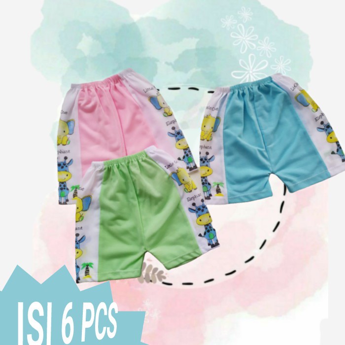 [6pcs] Celana Bayi Pendek Usia 0/6 bulan