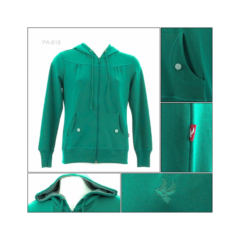 [058000818] Jaket Hoodie Cewek Katun Hijau Cardinal S-XL
