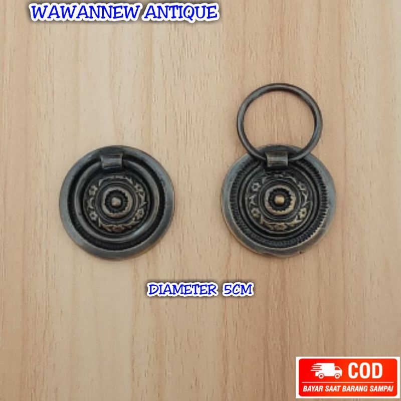 Handle / Tarikan Laci Lemari Jendela Pintu Rumah Kuningan Anti Motif Merry 5cm