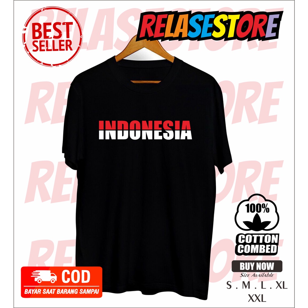 MURAH BAJU TULISAN INDONESIA MERAH PUTIH/KAOS INDONESIA/MERAH PUTIH
