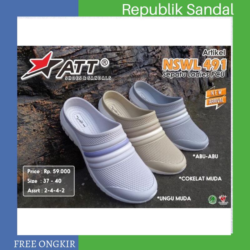 Sandal ATT NSWL 491 slop wanita sandal slop karet wanita ATT NSWL 491 Original