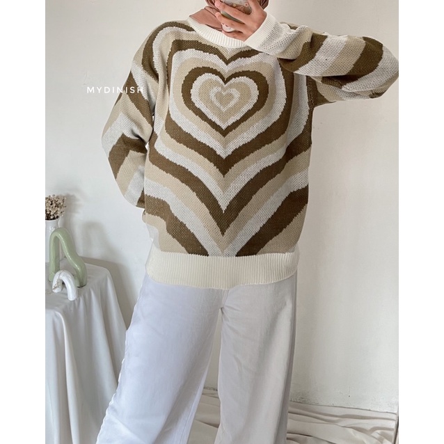 yukensi love heart sweater rajut