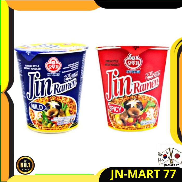 

KOREAN FOOD/MIE KOREA JIN RAMEN/RAMYEON CUP NOODLES MILD & SPICY 65 GR