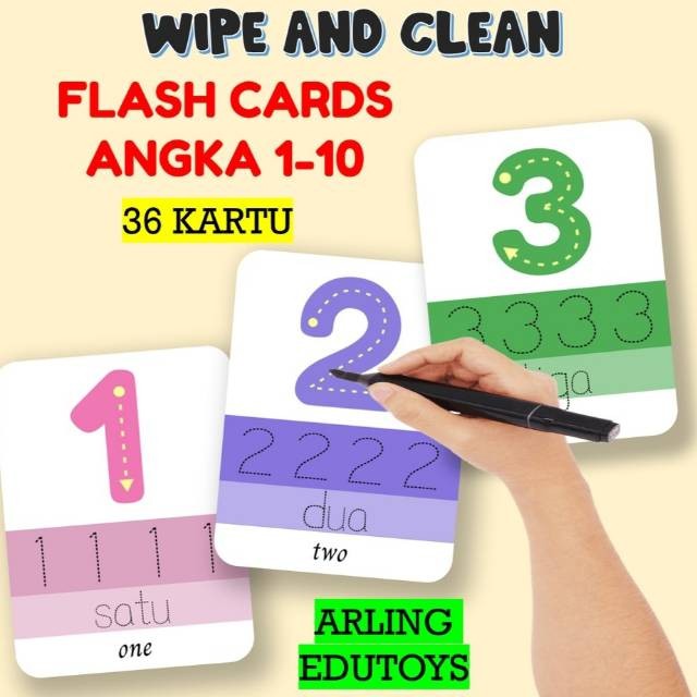 WIPE AND CLEAN FLASH CARDS FLASHCARD BOOK BUKU KARTU EDUKASI ANGKA