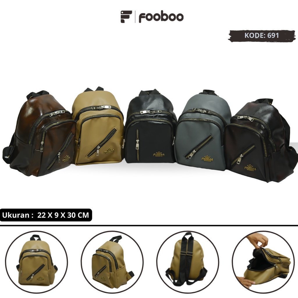 Foboo - Tas Ransel Mini Kulit sintetis Kualitas Premium Stylish untuk Jalan-Jalan