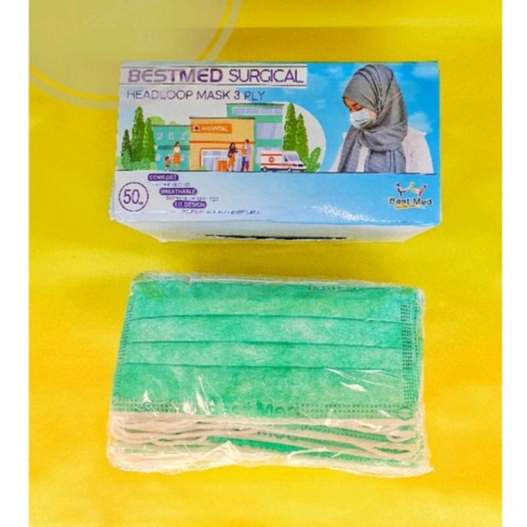 Masker Earloop hijab / Duckbill / KN95 medis Bestmed 3 ply / Surgical mask