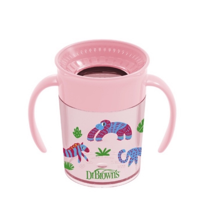 Dr. Brown's Cheers360 Spoutless Transition Cup With Handles Cangkir Minum Anak Pink 200ml