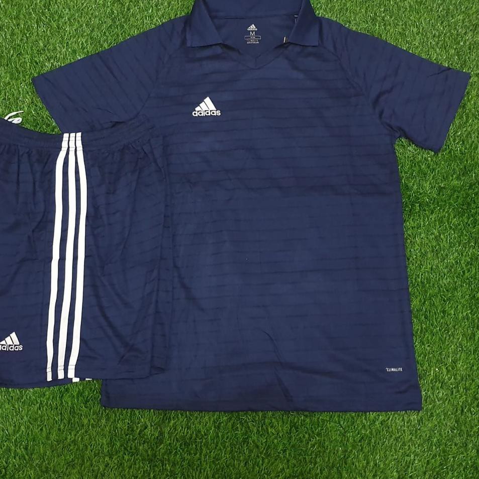 Penjualan Terbanyak.. BAJU FUTSAL / BAJU BOLA ADIDAS KERAH NAVY IMPORT GRADE ORI
