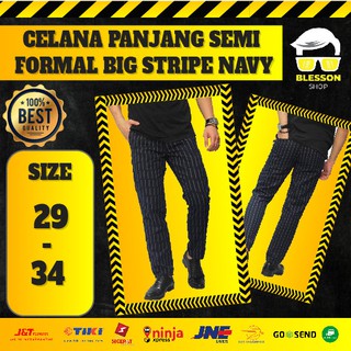  Celana  Panjang Semi Formal Big Stripe Navy celana  kekinian 