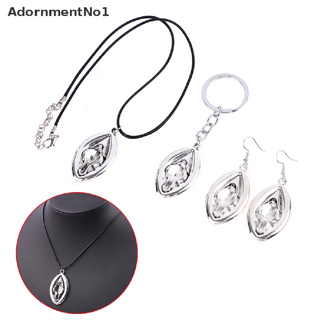 (AdornmentNo1) Gantungan Kunci / Kalung Rantai / Anting Tusuk Motif Genitalia Aksen Hollow Untuk Perhiasan Wanita / Hadiah