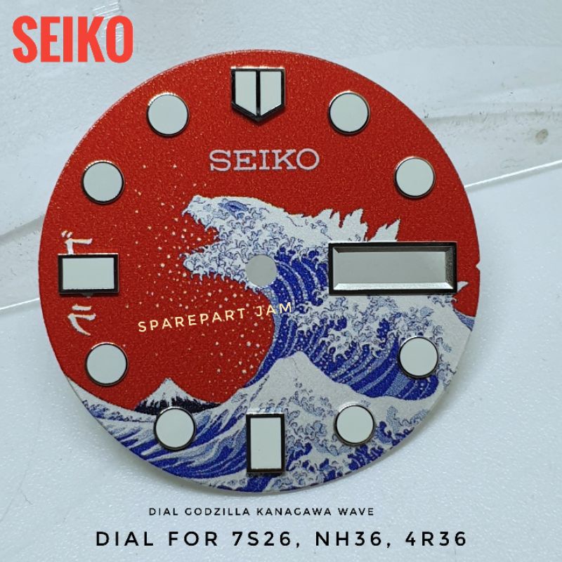 Dial Seiko Godzilla Kanagawa Wave Red Dial Mod Skx, Srpd 7s26,Nh36,4r36