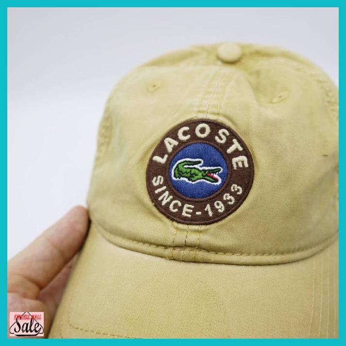 BALLBASETOPI- TOPI LACOSTE IMPORT BASEBALL GOLF UNISEX CEWEK COWOK - CREAM -ASLIII.