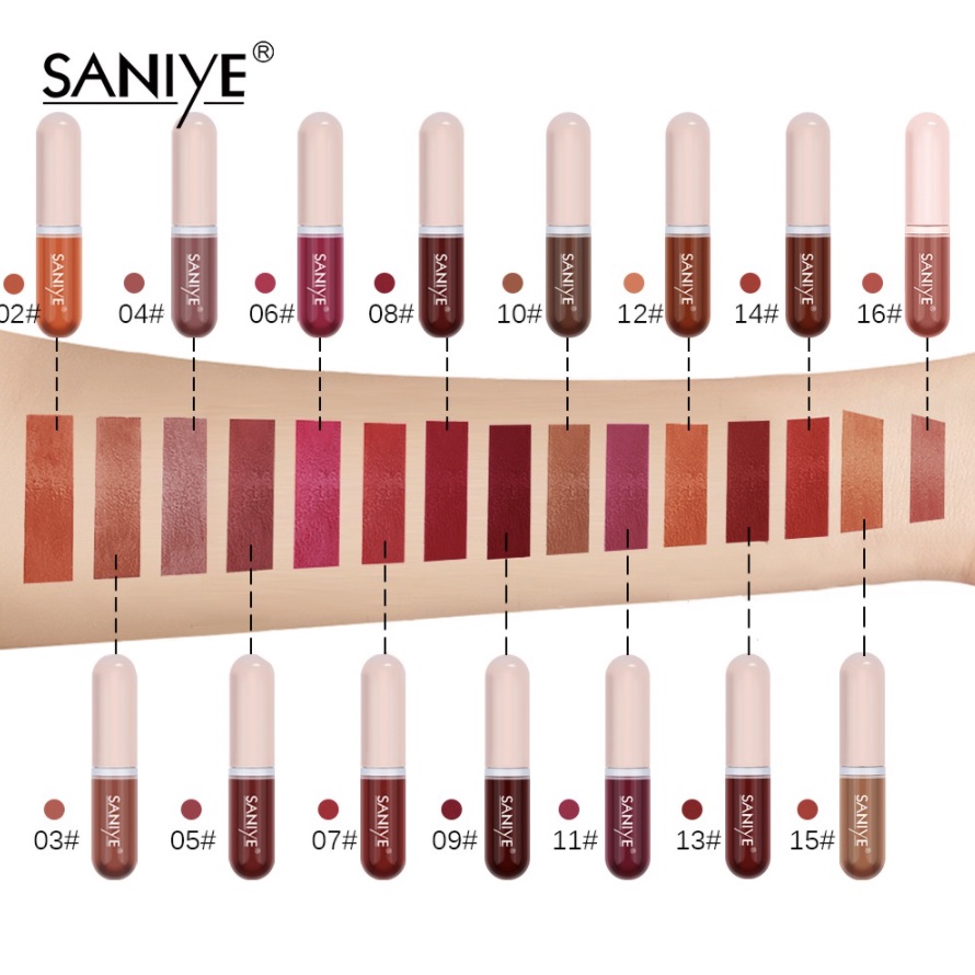 SANIYE Mini Kapsul Lip Tint Matte Lipstik 15 Warna Cair SA001