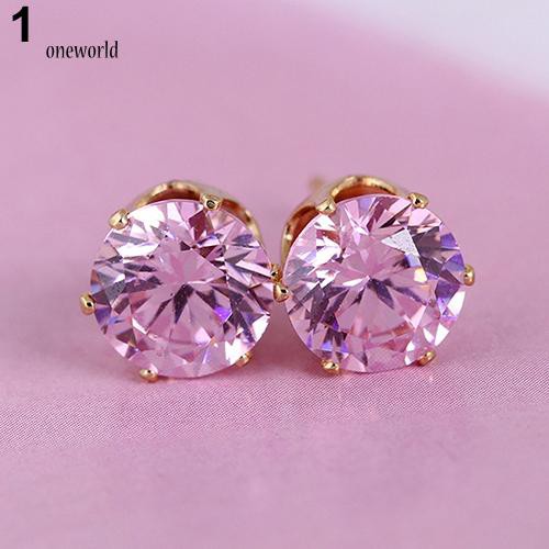 [ONE] Unisex Ear Studs Elegan Semua Pertandingan Cubic Zirconia Bulat Anting Indah Untuk Pacaran