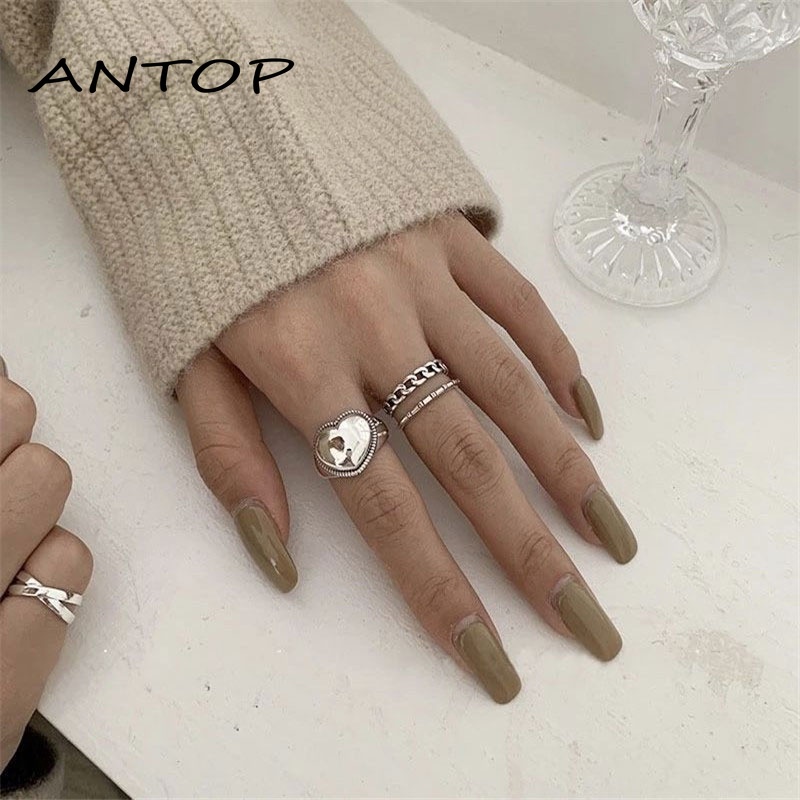 Fashion Cinta Cincin Kepribadian Retro Pembukaan Indah Wanita Pria Pernikahan Pertunangan Perhiasan Hadiah ANTOP