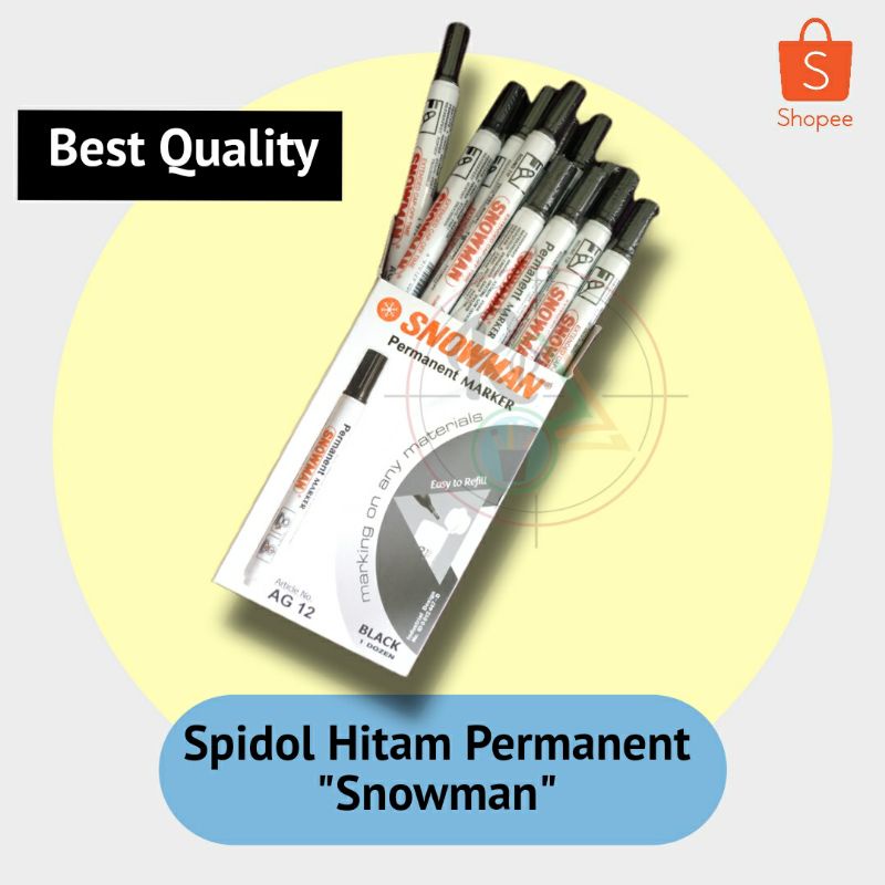 

1pcs / Spidol Snowman Permanent / Spidol Hitam Permanent / Spidol AG 12 / Permanent Marker/ Spidol Permanen