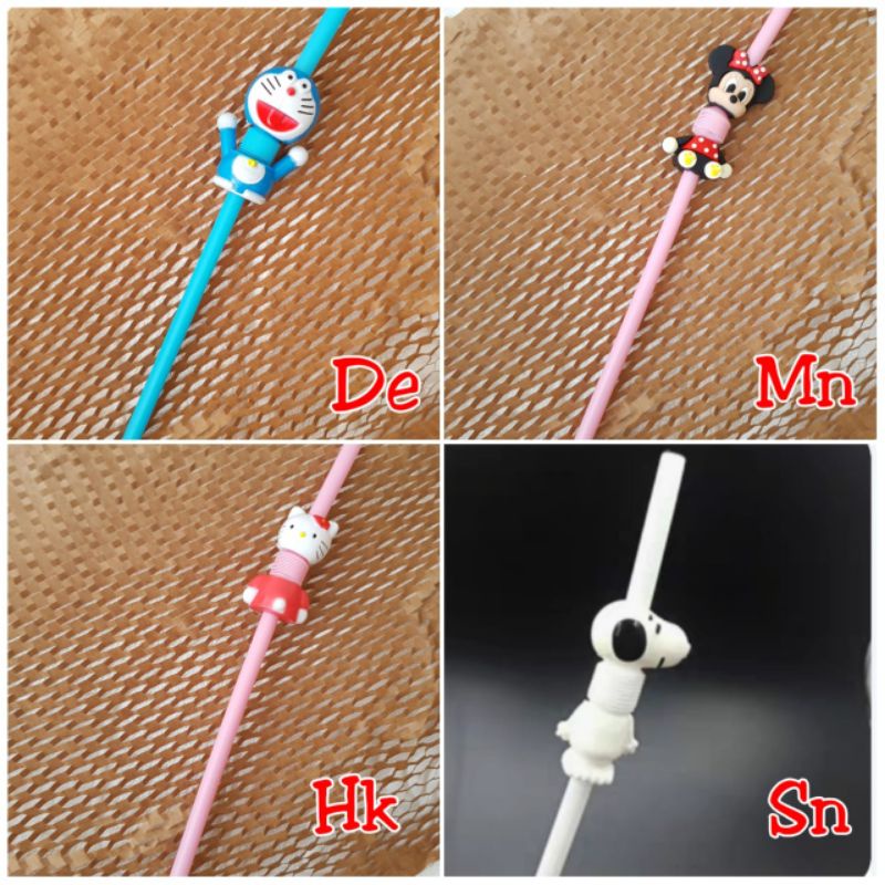 Sedotan Plastik Hello Kitty Snoopy Doraemon Minnie Mouse