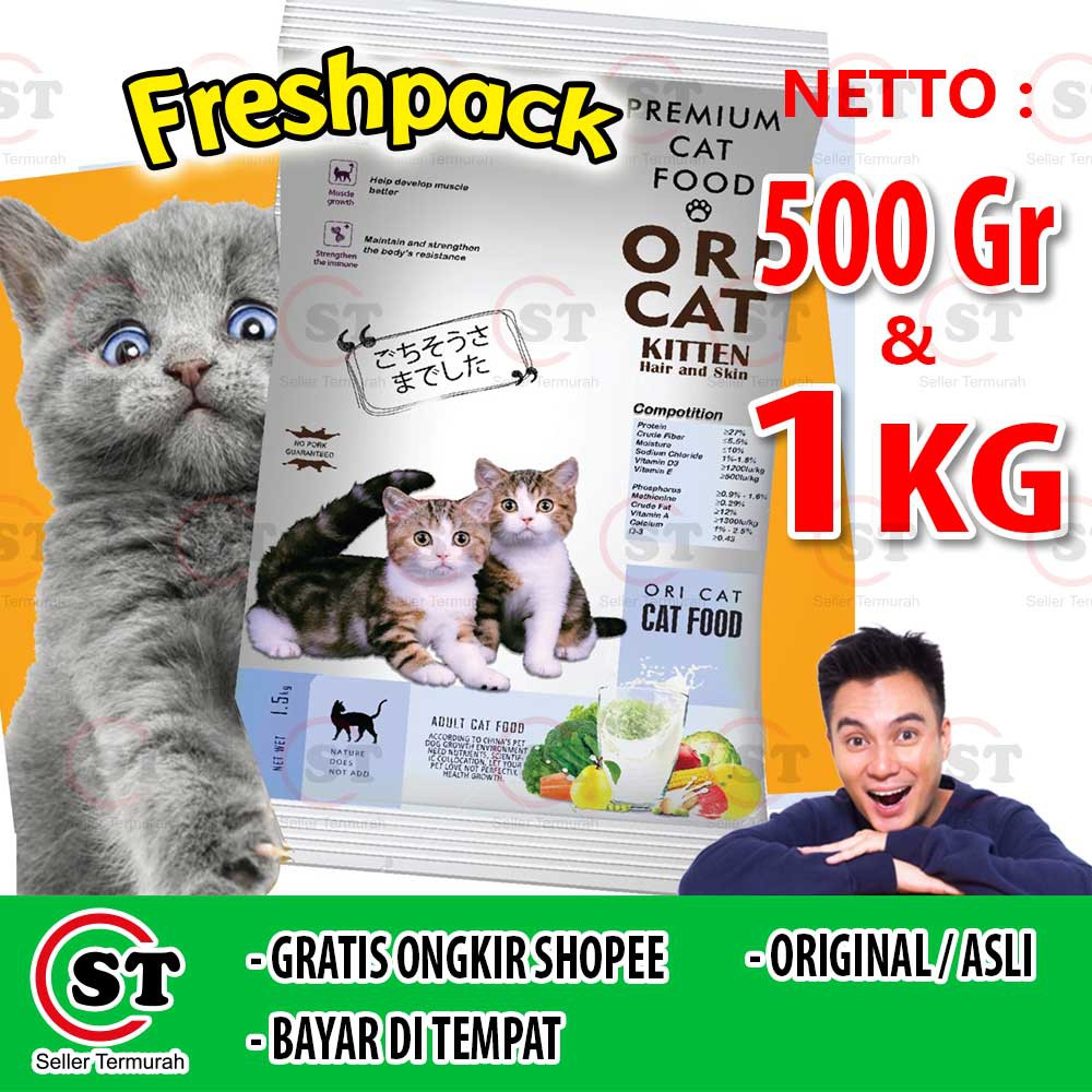 makanan anak kucing murah sehat ori cat kitten 1 kg   setara bolt pakan kucing kering 1kg
