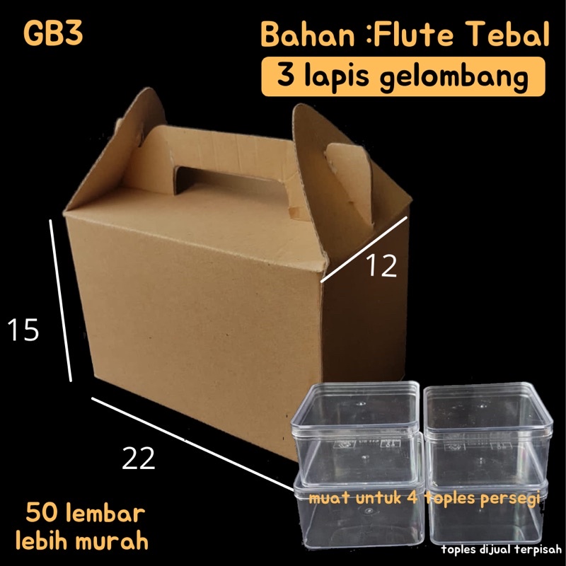 GABLE BOX KARDUS JINJING 12X22X15 DUS KUE HAMPERS BOX KOTAK KARDUS PACKAGING GIFT BOX KOTAK TENTENG