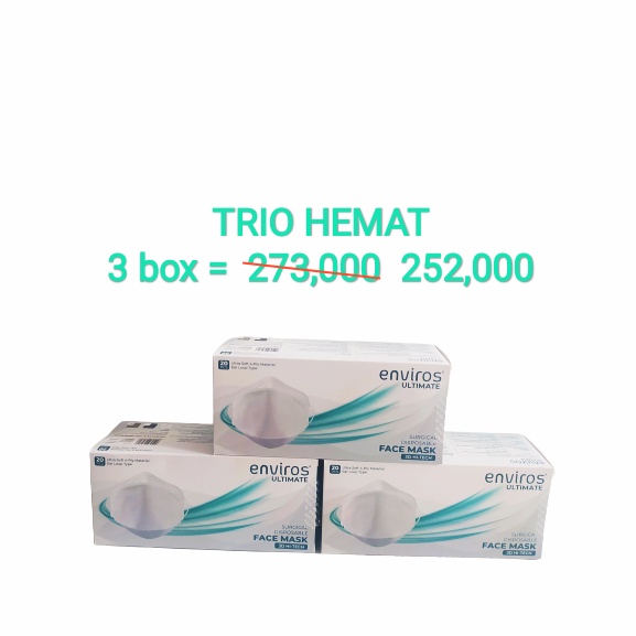 Trio Hemat 3 Box Masker Bedah 4-Ply KF94 Enviros Ultimate KEMENKES