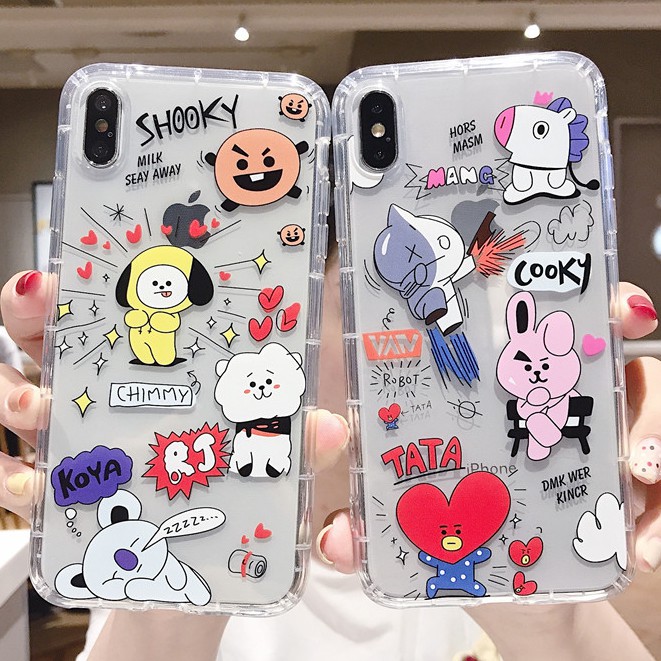 BT21 3 Anticrack Softcase Iphone 6 7 8 7+ 8+ 6+ Oppo Neo 5