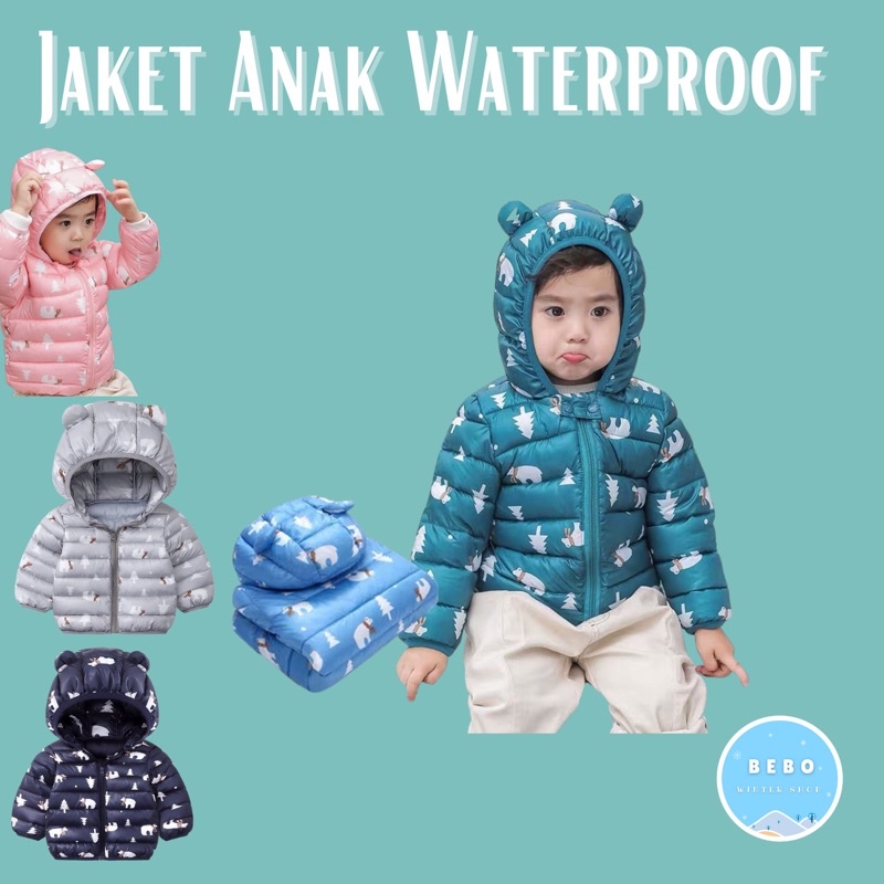 Jaket parasut anak bertudung musim dingin windproof Winter hoodie jacket kids