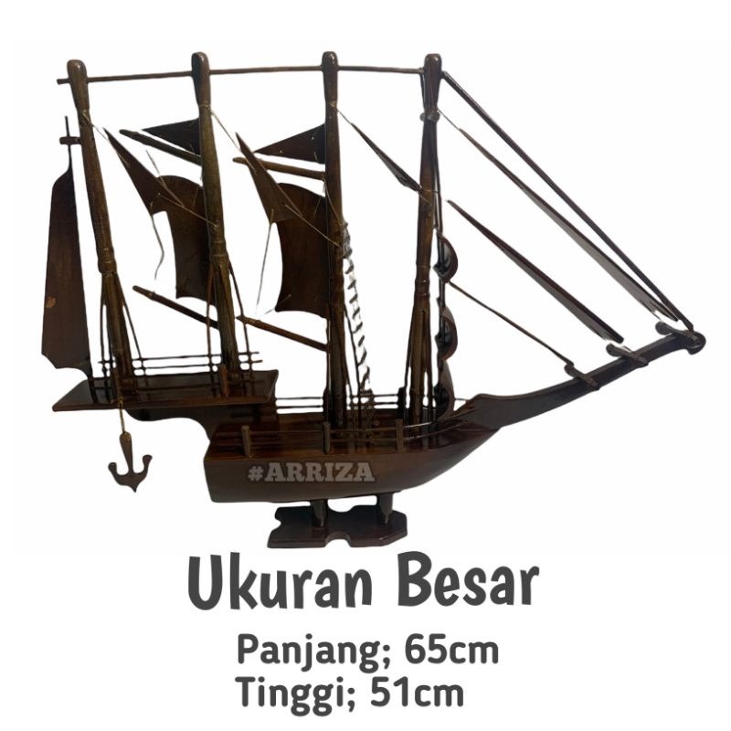 KAPAL MINIATUR / KAPAL HIASAN MEJA / KAPAL HIAS / KAPAL KAYU JATI / FORNITURE KAPAL / DEKORASI KAPAL / KAPAL KAYU JATI ASLI Ukuran Besar