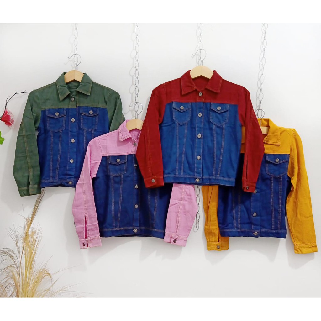 CUCI GUDANG!! Jaket Kombinasi/ Jaket Kombinasi Twotone/ Elvy Jaket Jeans Pusatgrosir_solo