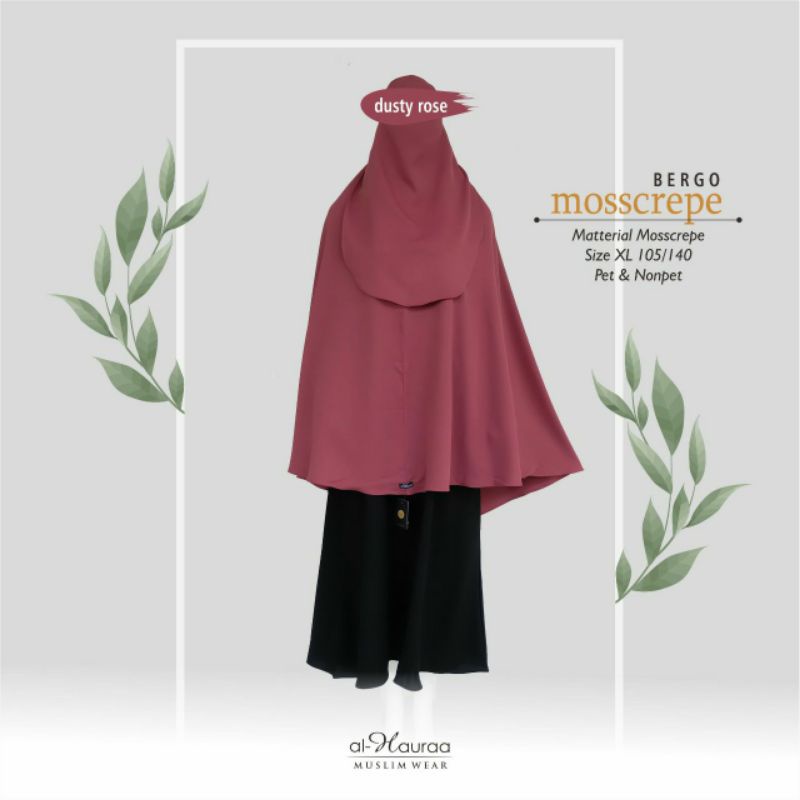 Bergo Mosscrepe by Al-Hauraa | Khimar Jumbo XXL